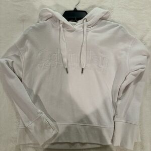 Calvin Klein Cream Pullover Sweater with Hood